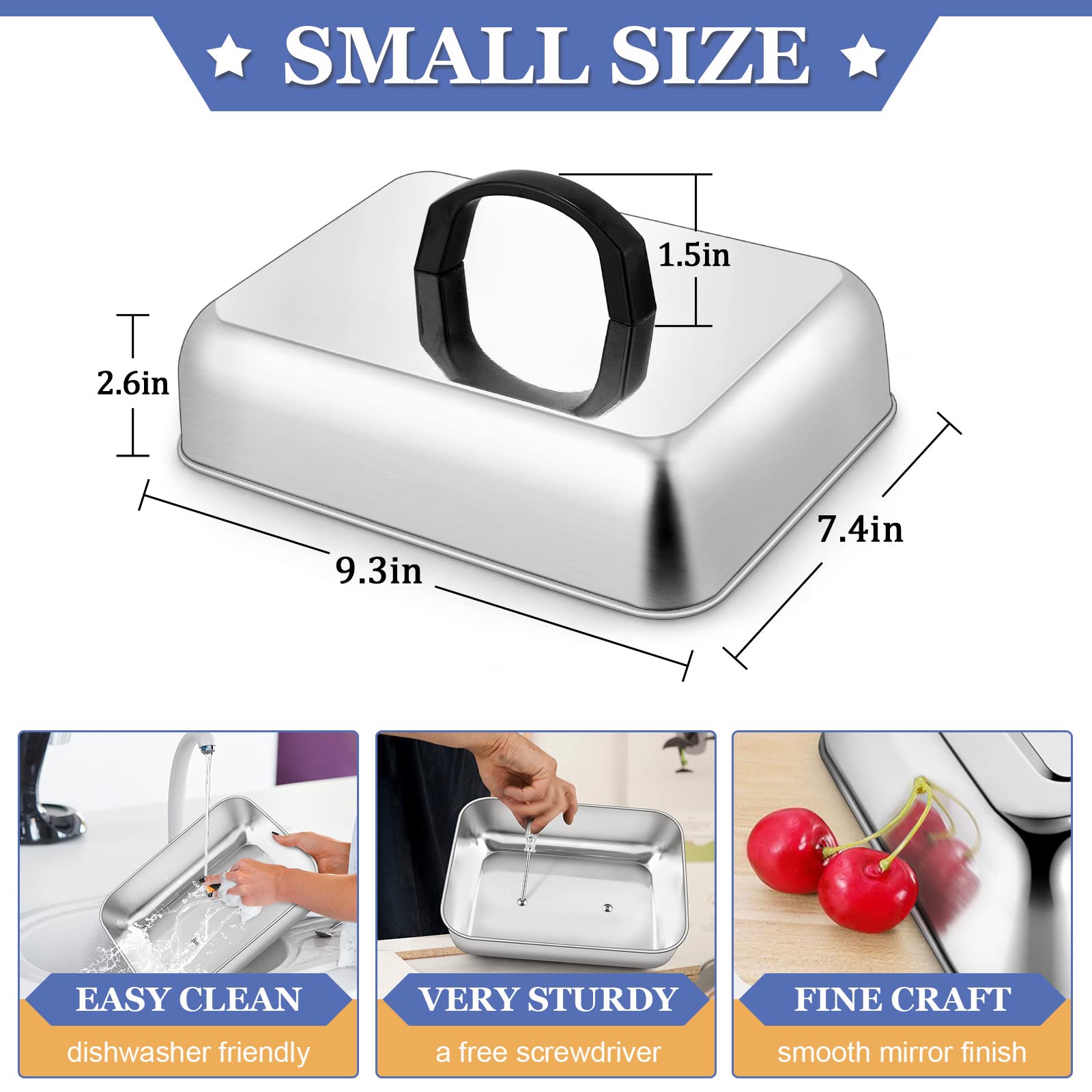 HaSteeL rectangle-dome with heat-proof handle closeup for safe use