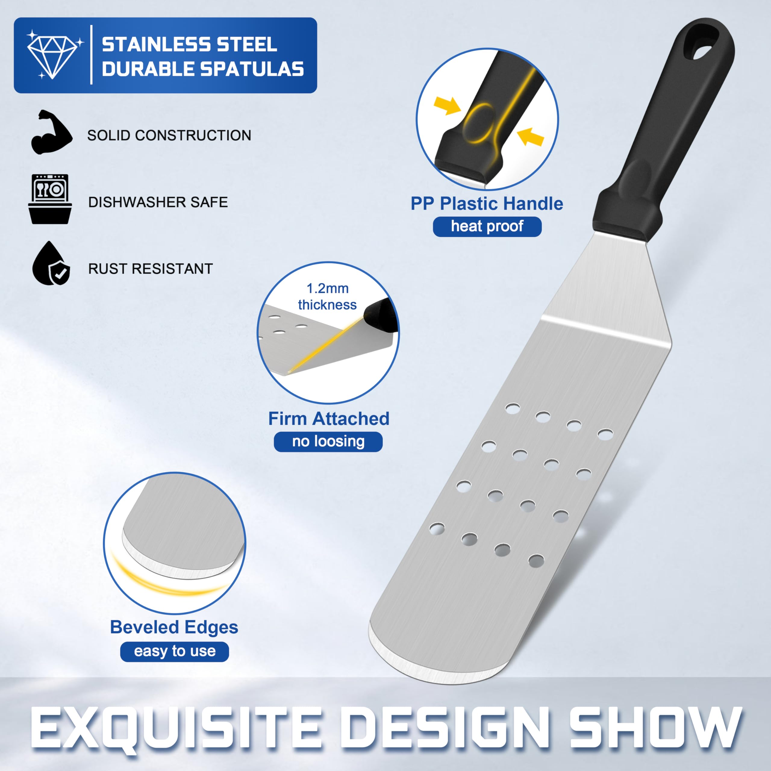 HaSteeL long solid spatula sturdy and non-bending for heavy foods