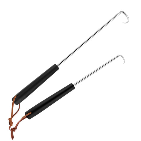HaSteeL meat hook flipper 12-inch in action for flipping and lifting meats safely.