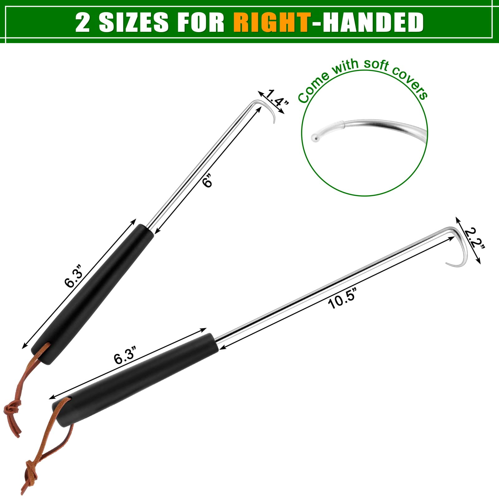 HaSteeL meat hook flipper 17-inch handles large cuts with balance.