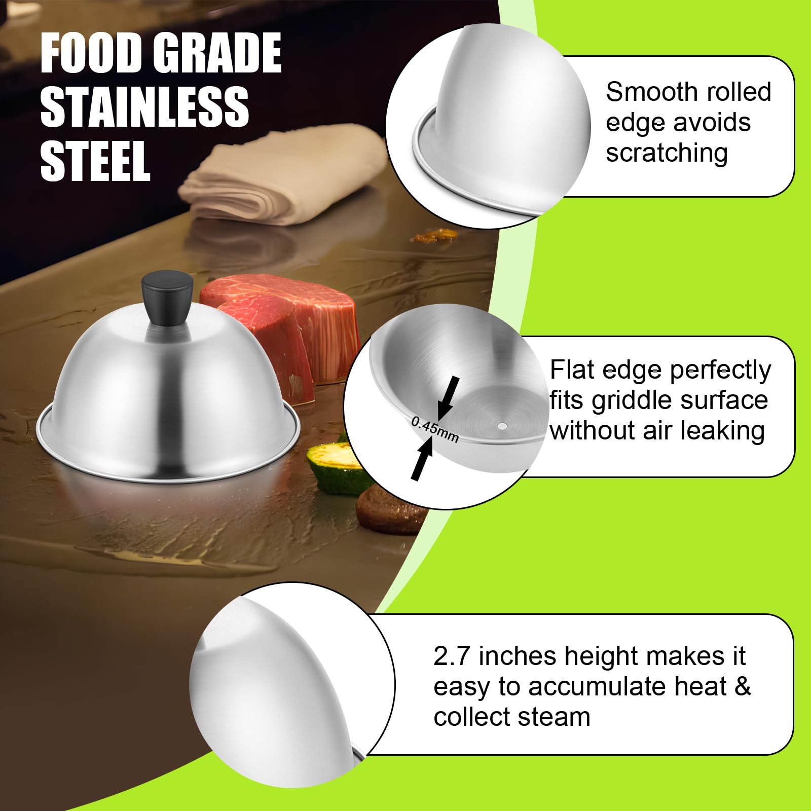 HaSteeL multi-use lid fits teppanyaki, hibachi, and frying pans