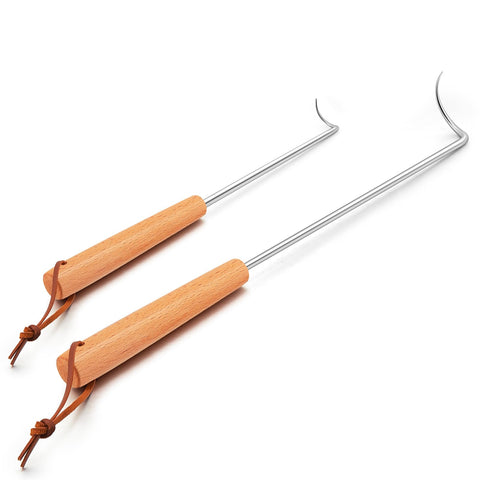 HaSteeL pigtail flipper 12-inch in action flipping steaks with precision