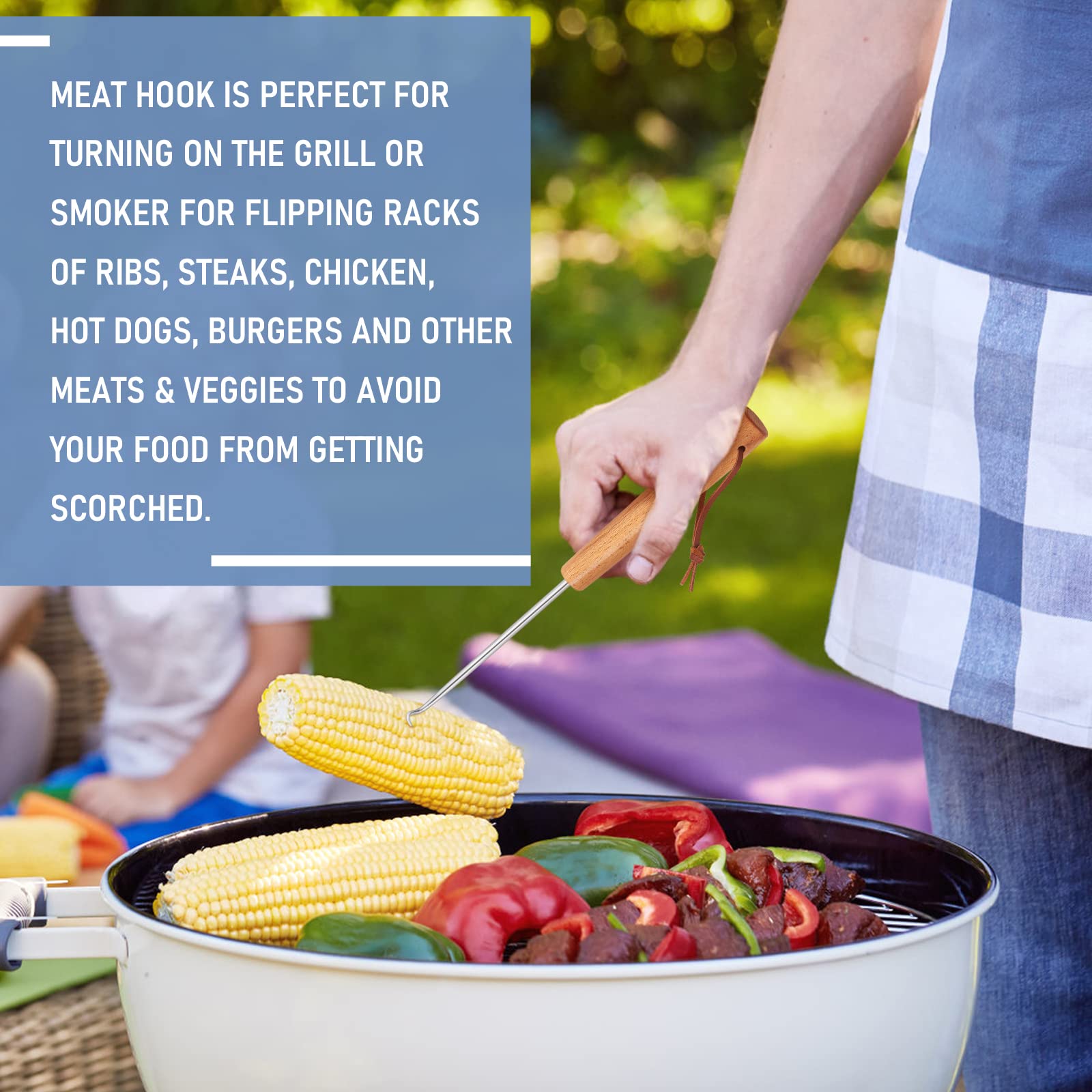 HaSteeL pigtail flipper on outdoor grill and smoker in use