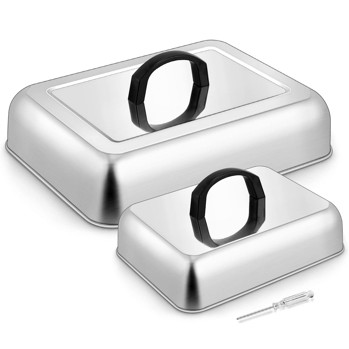 HaSteeL rectangle dome large 13in over grill for even heat and moisture retention