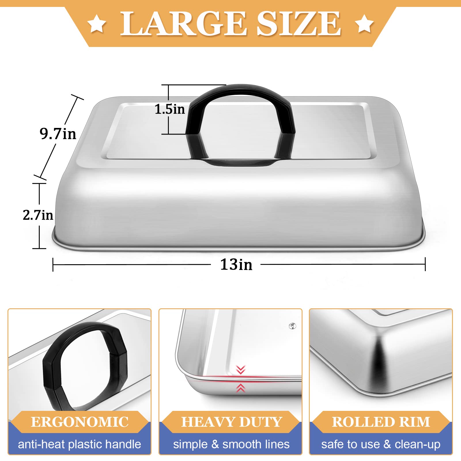 HaSteeL rectangle dome small 9.3in shielding burgers while cooking indoors