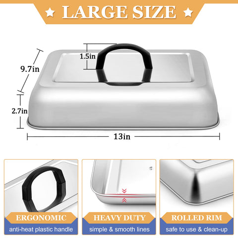 HaSteeL rectangle dome small 9.3in shielding burgers while cooking indoors