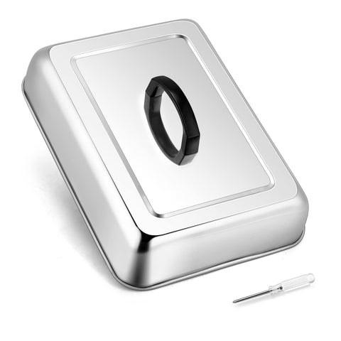 HaSteeL rectangular basting cover dome delivers even heat on a griddle.