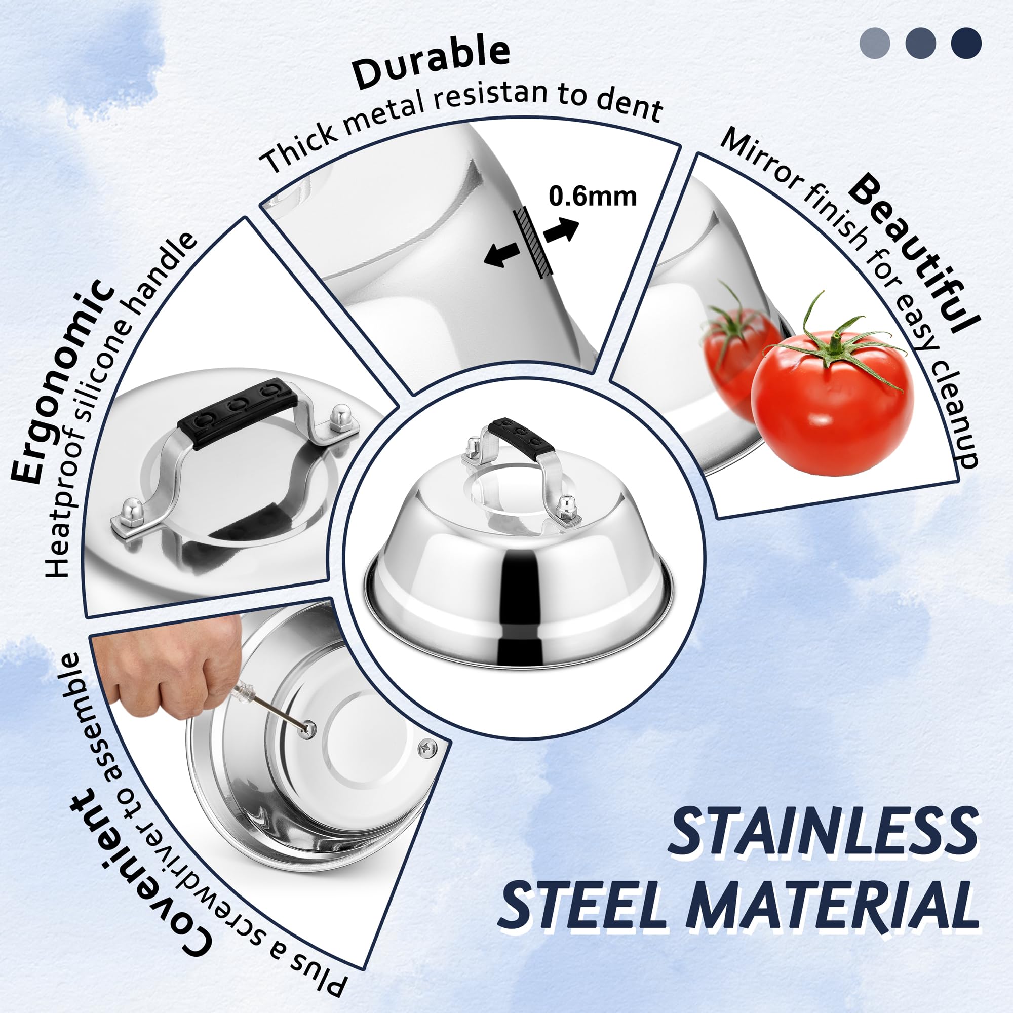 HaSteeL round-dome-lid fits a compact skillet for quick steaming.