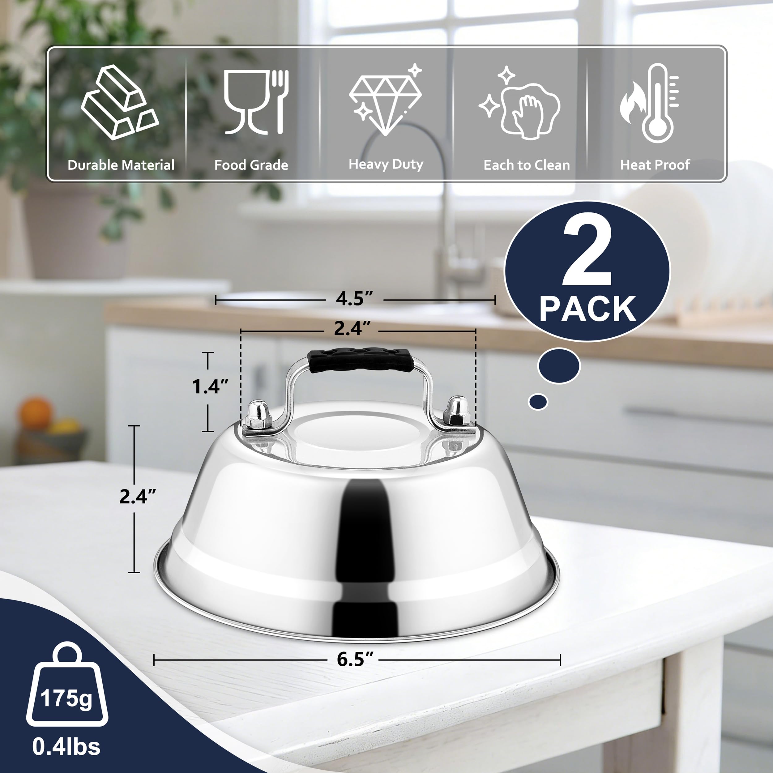 HaSteeL stainless-steel-dome-cover contains heat and splatter during grilling.