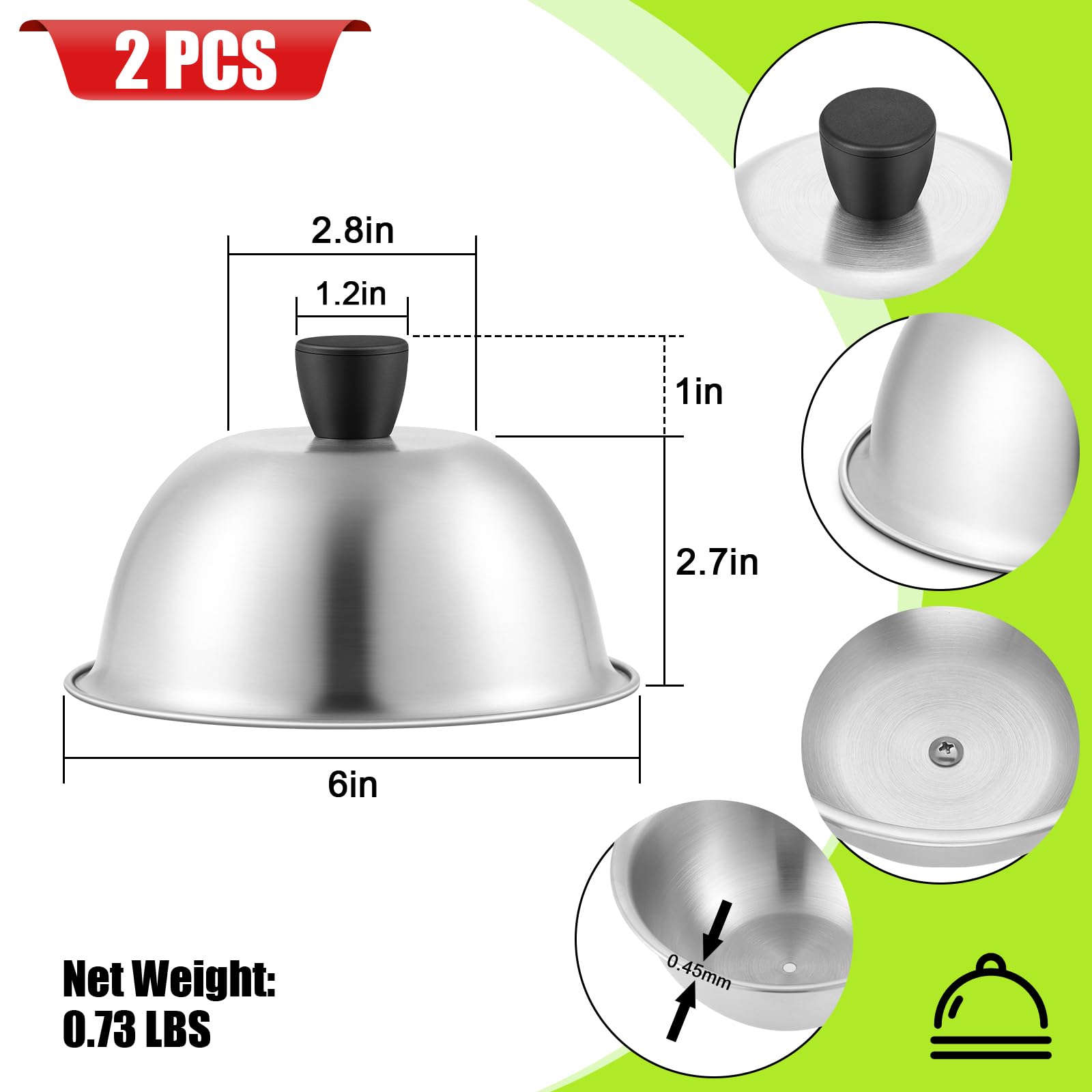 HaSteeL stainless steel melting dome with four small lids for versatile serving
