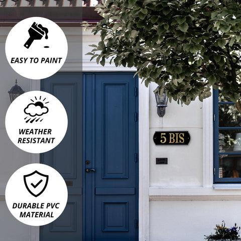 HASWARE white block plaque shows 4-5 inch numbers for flexible DIY installation.