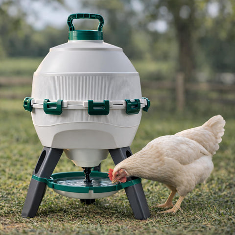Hatching Time elevated drinking bowl reduces debris and spills during drinking