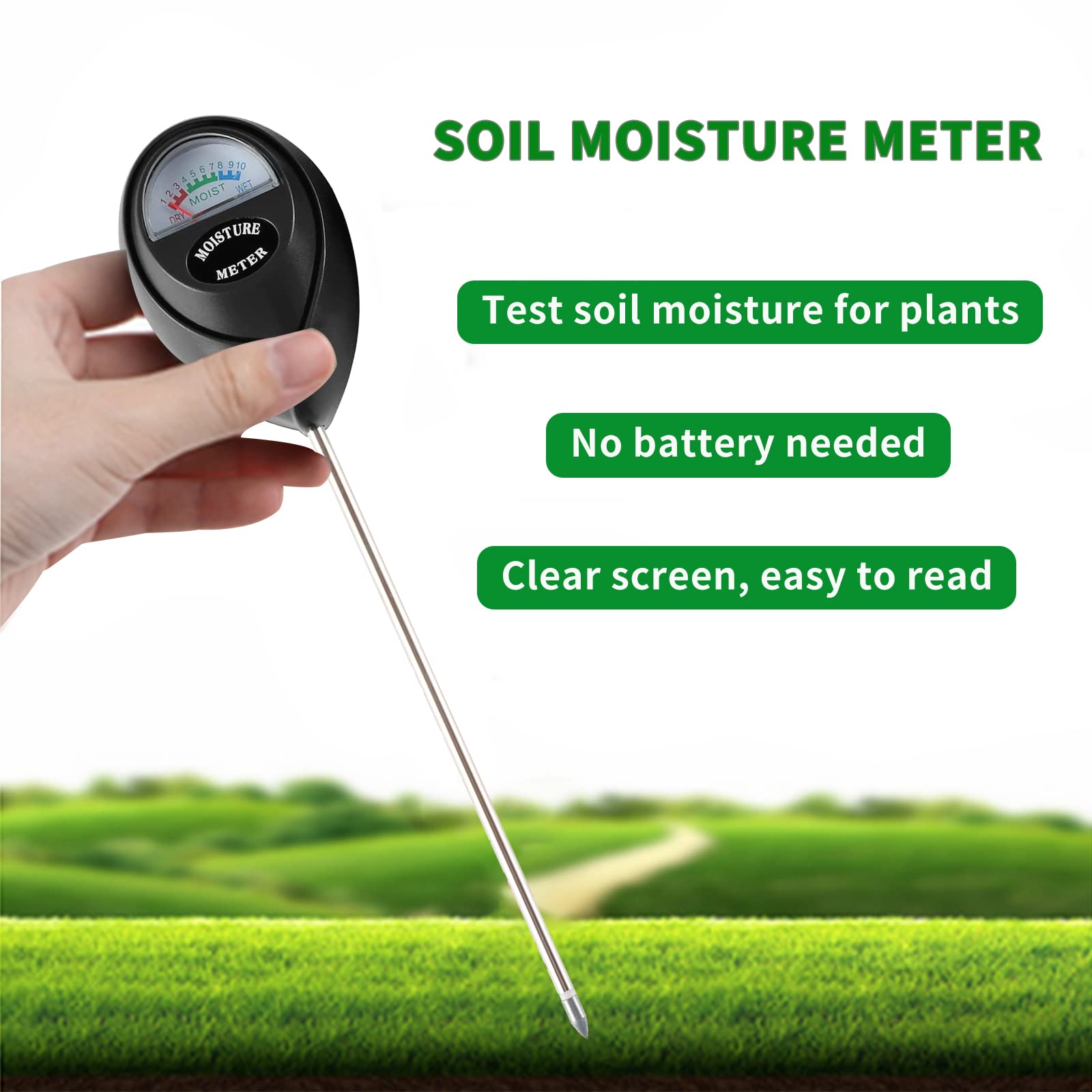 Hathdia long 6.7-inch sensor probe reaches root zones for deep readings.