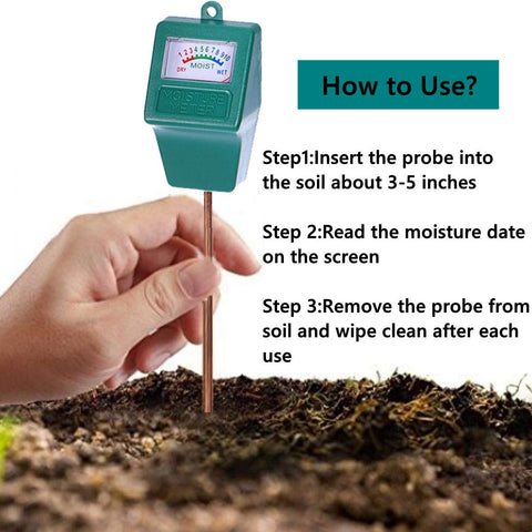 Hathdia probe inserted into soil shows moisture near plant roots