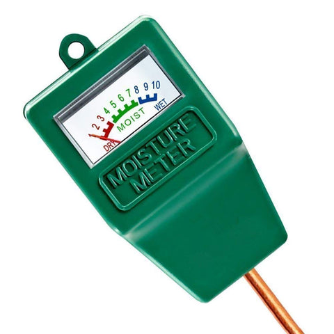 Hathdia soil moisture meter probe in soil shows moisture reading for precise watering