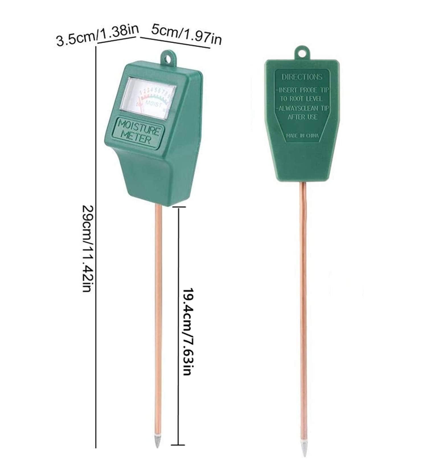 Hathdia seven-point-six-inch probe reaching plant roots in large pot