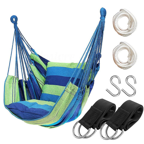 Hatisan hammock chair green exterior setup for serene outdoor relaxation