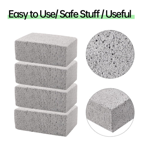 HATOKU pumice stone cleaning blocks for grills, grates, and racks in use.