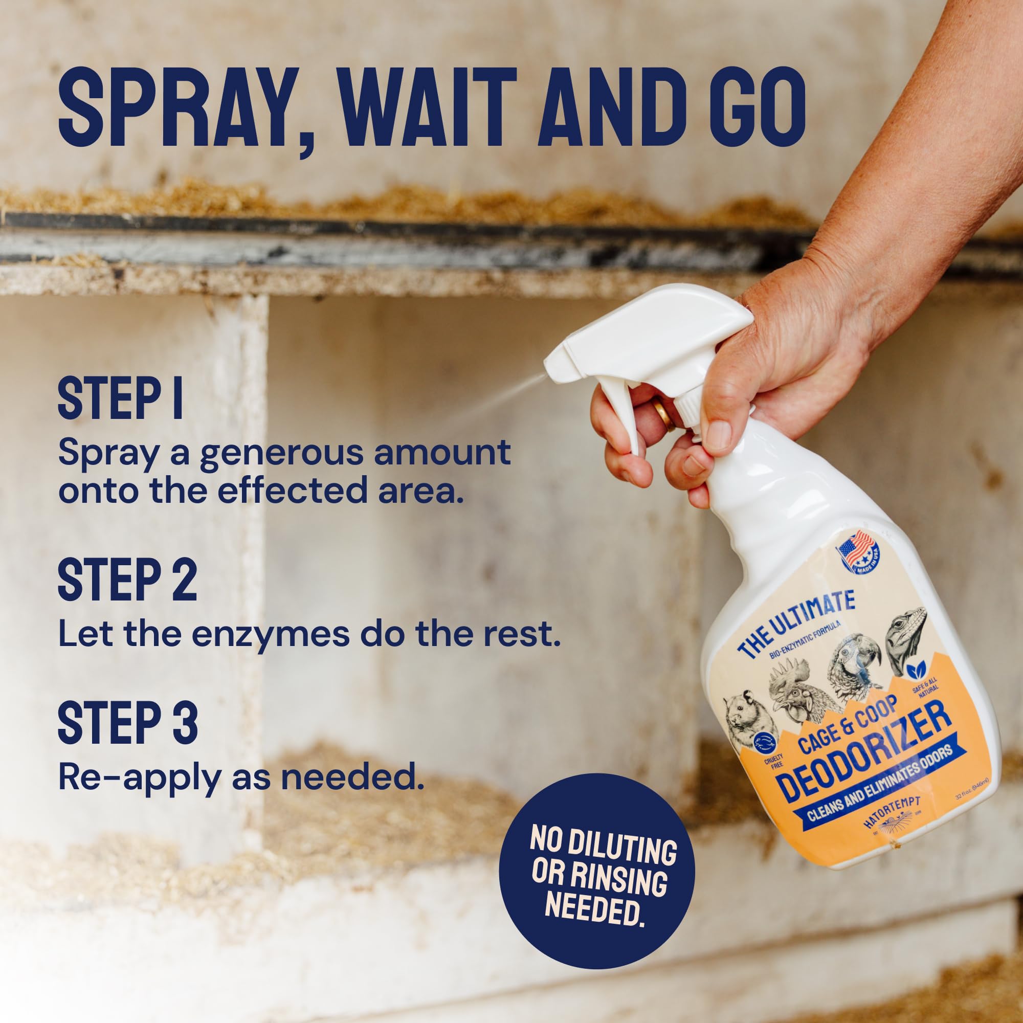 Hatortempt coop odor elimination demonstrates effective sanitation for a happier pen.