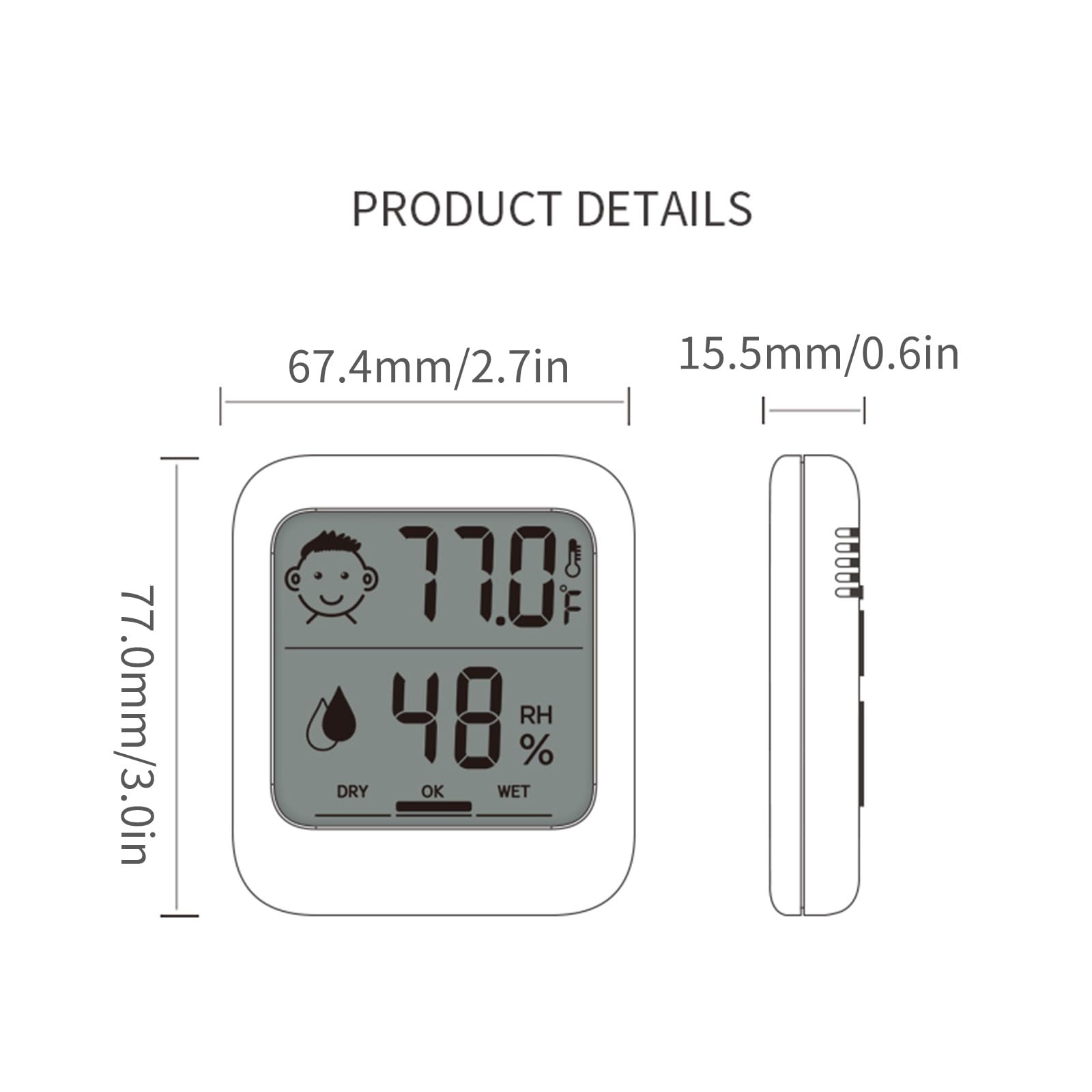 HATUSOKU versatile placement in kitchen, office, or nursery for monitoring conditions.