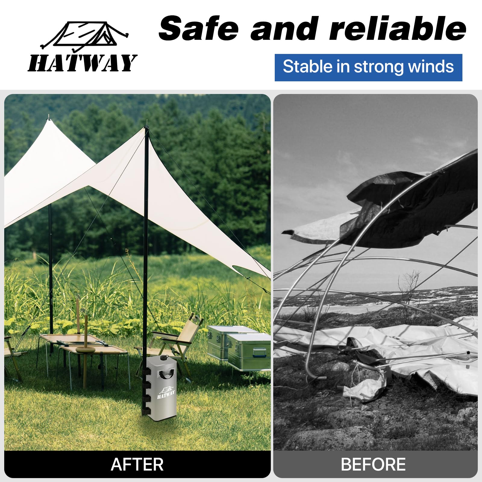 Hatway hook-and-loop straps attach quickly to canopy legs