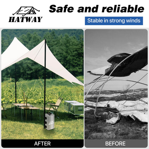 Hatway easy-fill water weight bag simplifies setup and teardown.