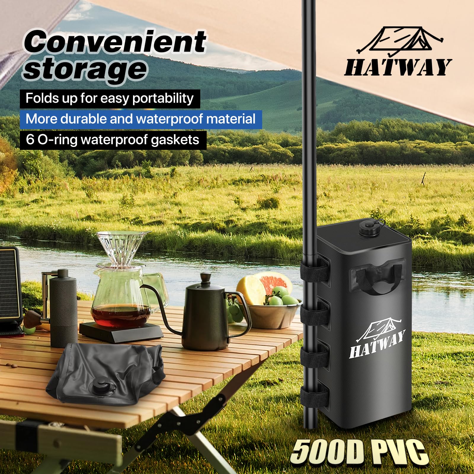 Hatway square-design water weight bag demonstrates sturdy shape for reliable setups.