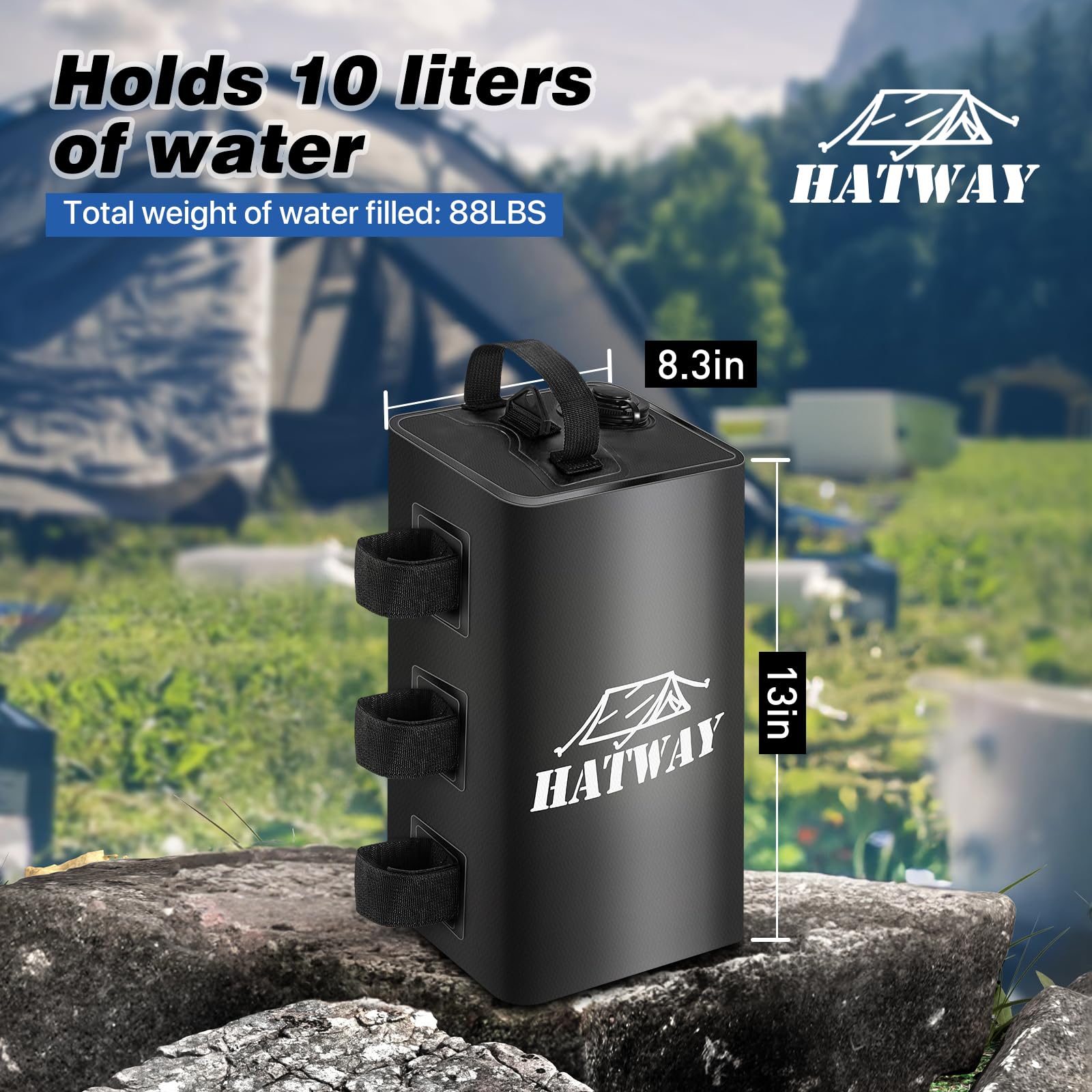 Hatway square-design water weight bag simplifies folding and transport.
