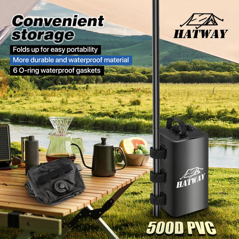 Hatway water weight bag hook-and-loop strap for quick canopy leg attachment.