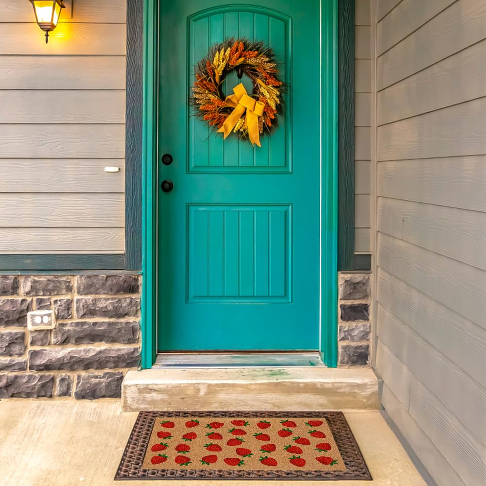 Haukea strawberry mat at patio entrance adds decorative touch while catching dirt