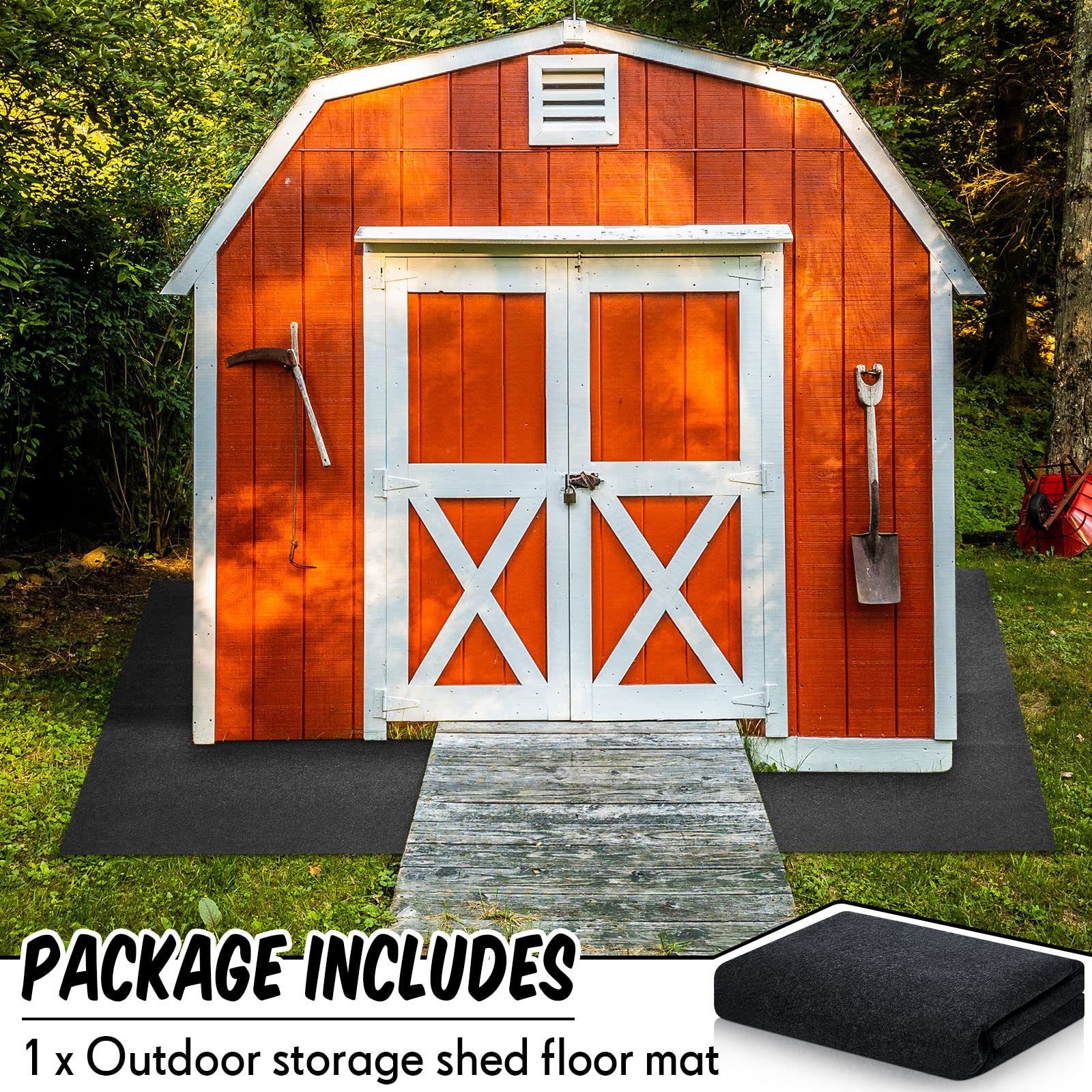 Haull nonslip shed rug provides stable footing during hosing or maintenance
