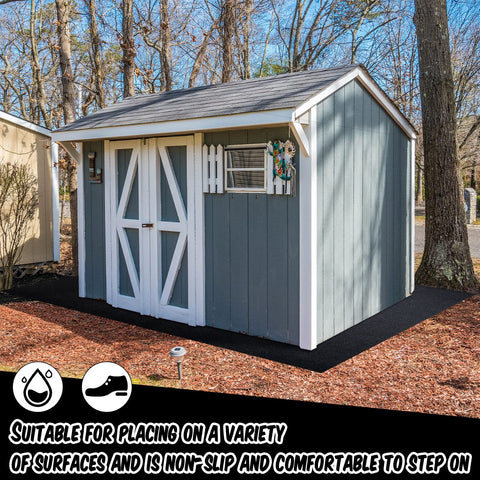 Haull shed floor mat water and dust barrier keeps shed interior cleaner.