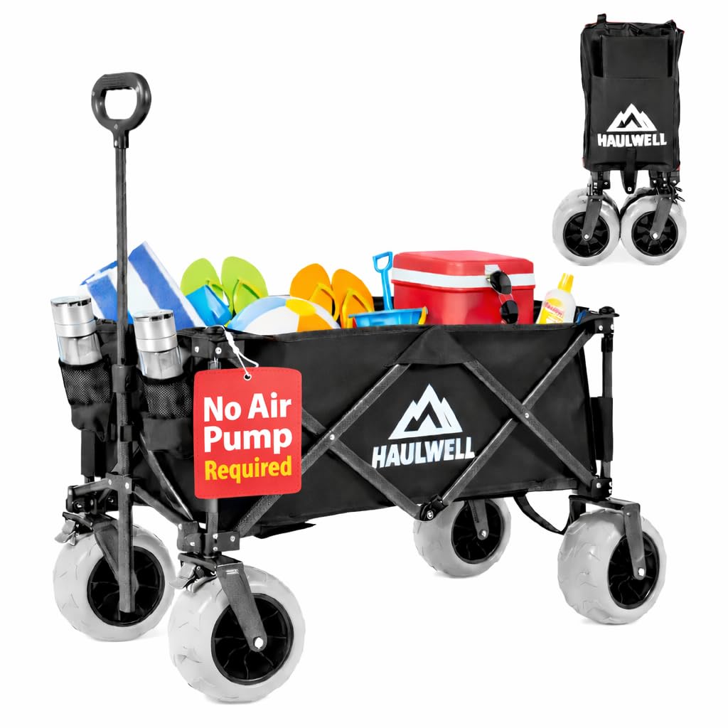 Haulwell beach wagon with sand-friendly big wheels for effortless beach days.