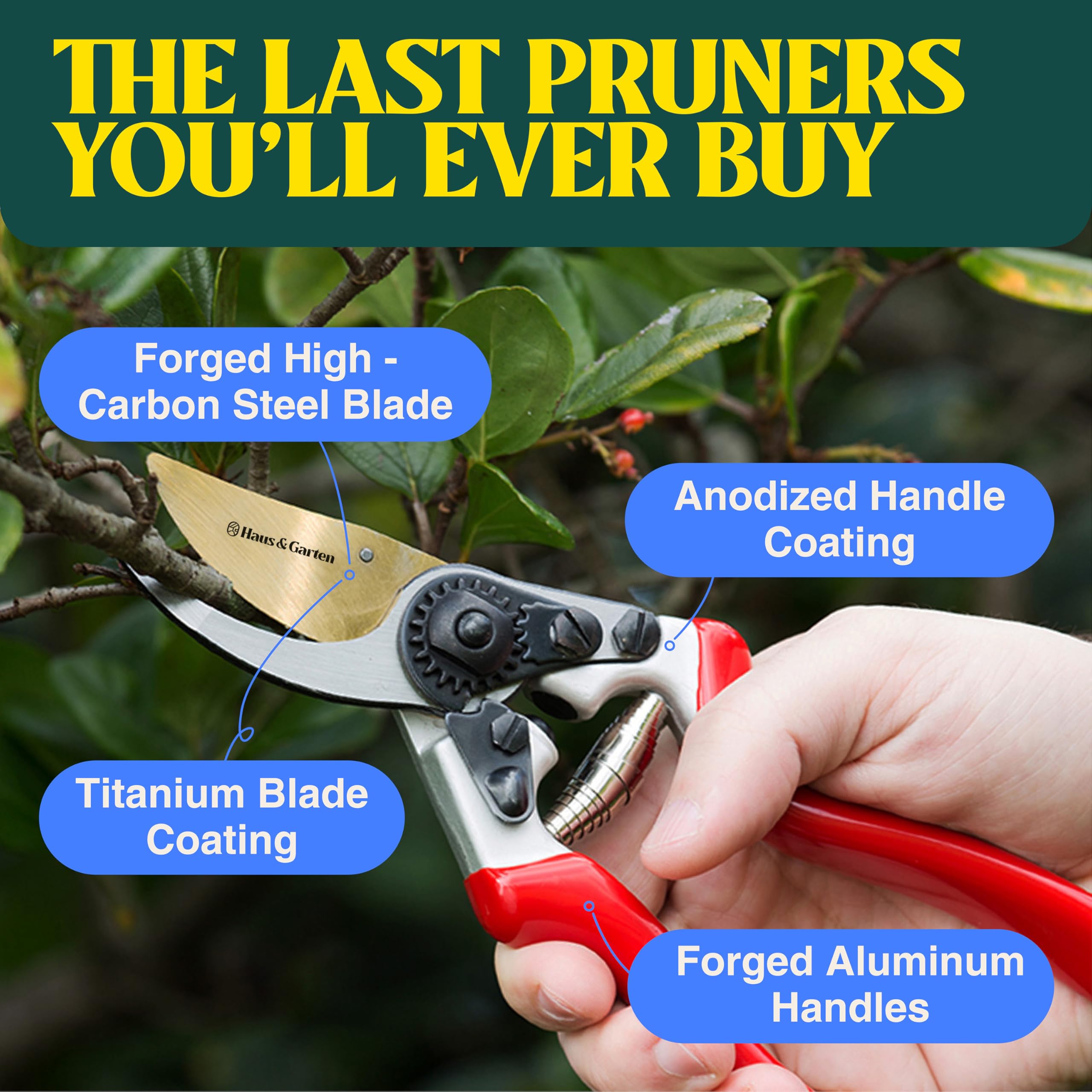 Haus & Garten EnduroPRO pruner anodized body withstands tough garden use
