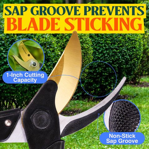 Haus & Garten ForgedPRO 8.75-inch pruning shear in a comfortable cutting pose