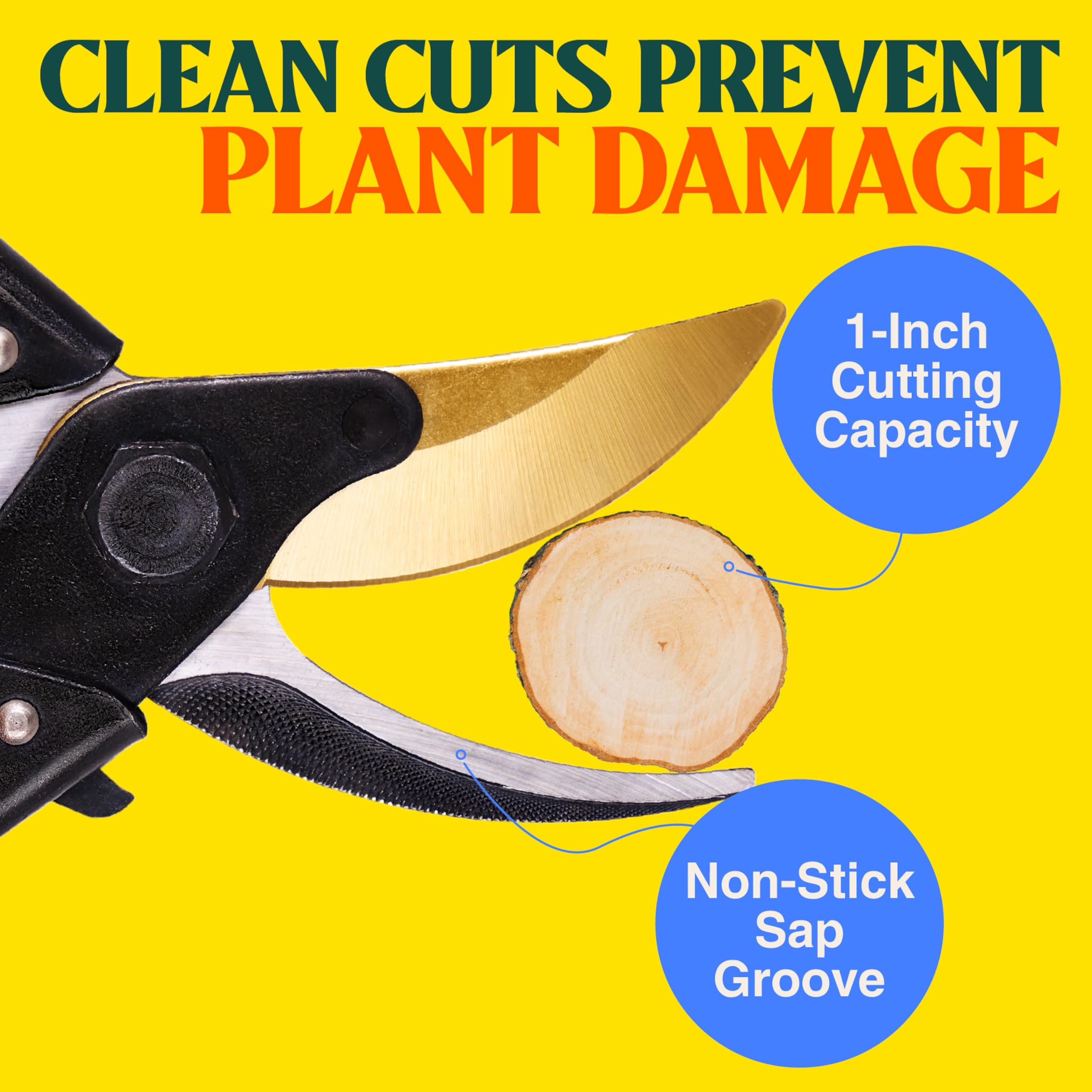 Haus & Garten ForgedPRO limb-cutting close-up shows easy 1-inch branch trimming