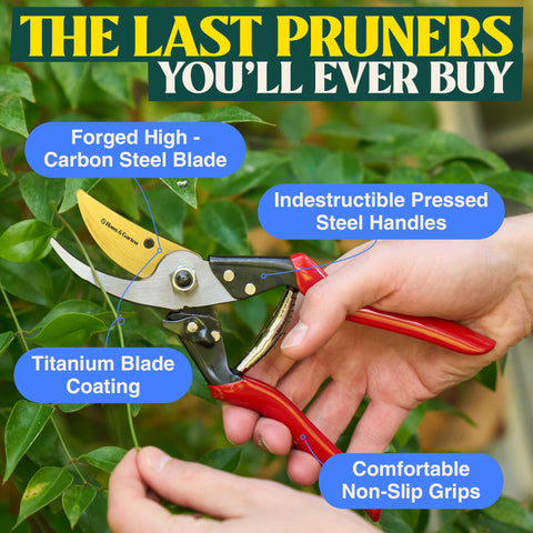 Haus & Garten ForgedPRO titanium-coated blade resists rust for seasons of use