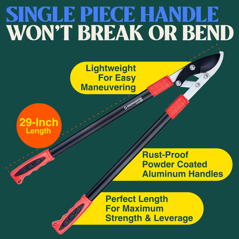 Haus & Garten PowerPRO loppers handle up to two inch branches for versatility.