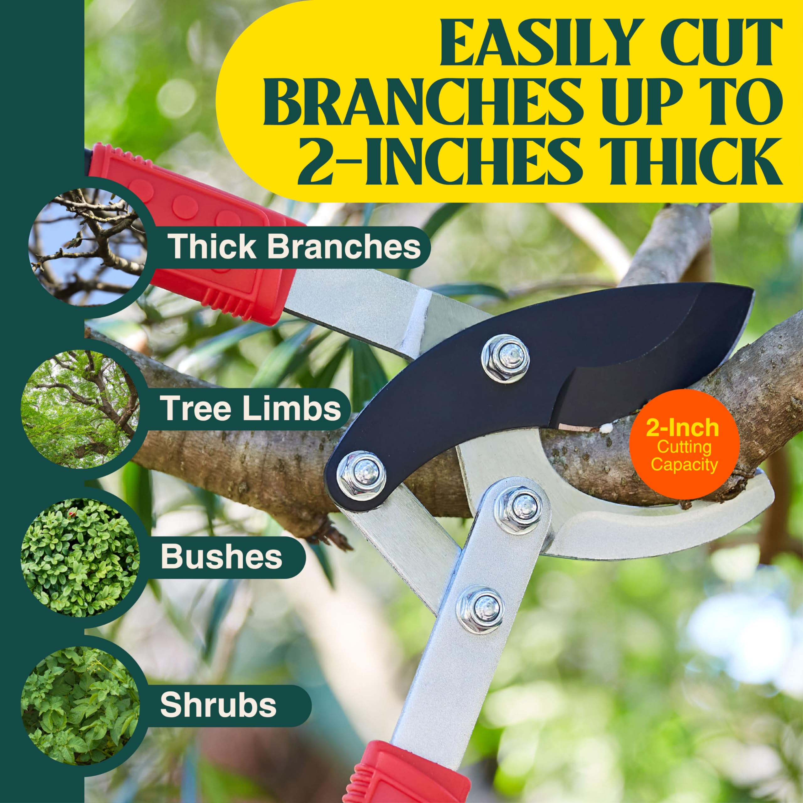 Haus & Garten PowerPRO loppers Teflon coating resists rust and sap.