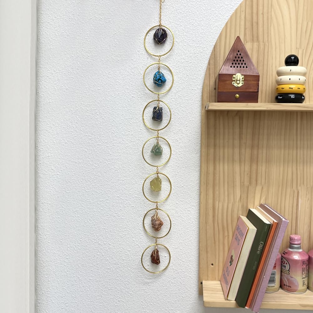 Azurite gemstone wind chime by HausArtX brightens walls and invites reflective calm.