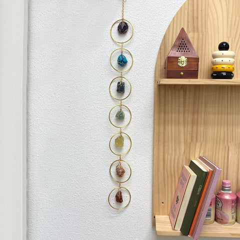 Azurite gemstone wind chime by HausArtX brightens walls and invites reflective calm.