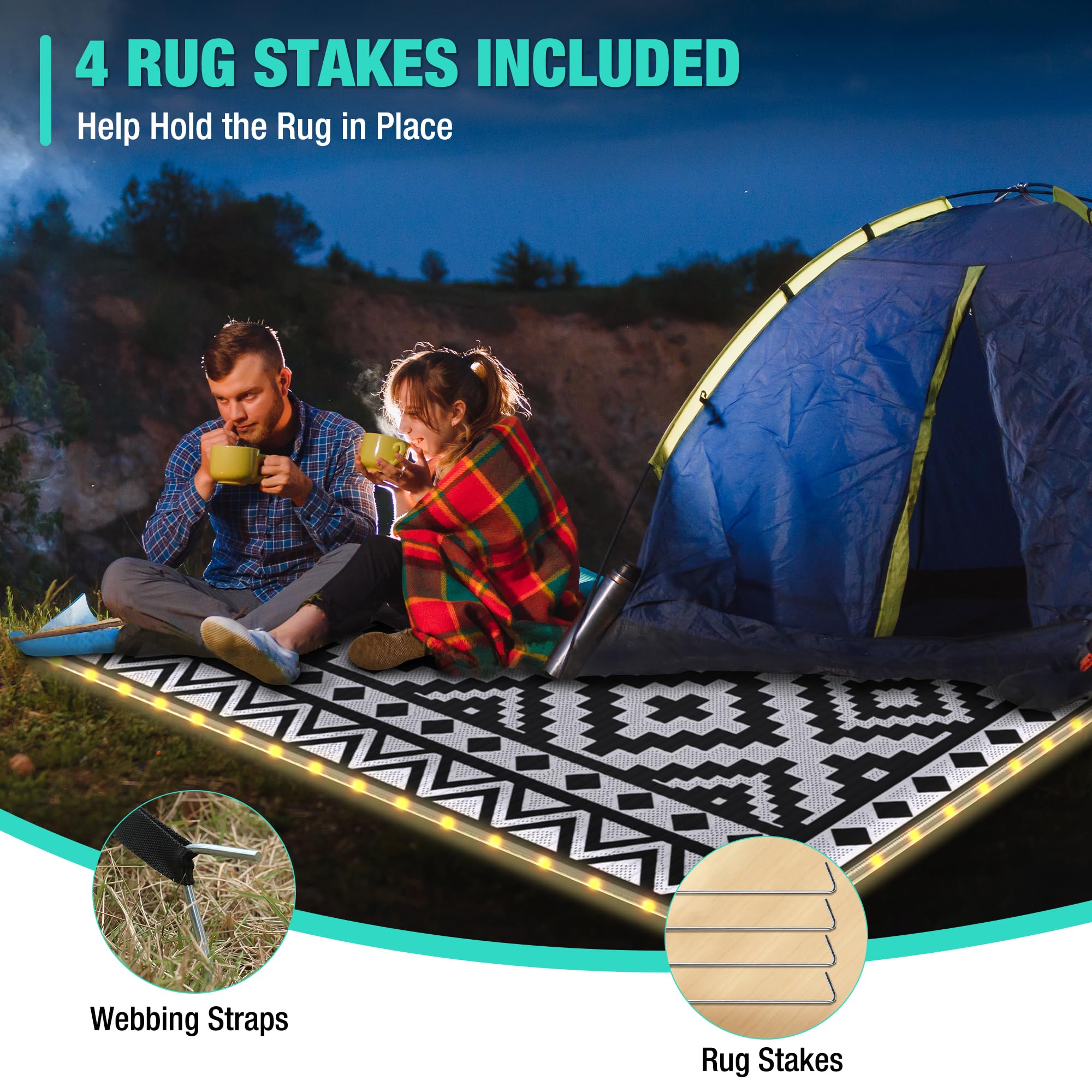 Haushof foldable rug with carrying bag for easy transport.