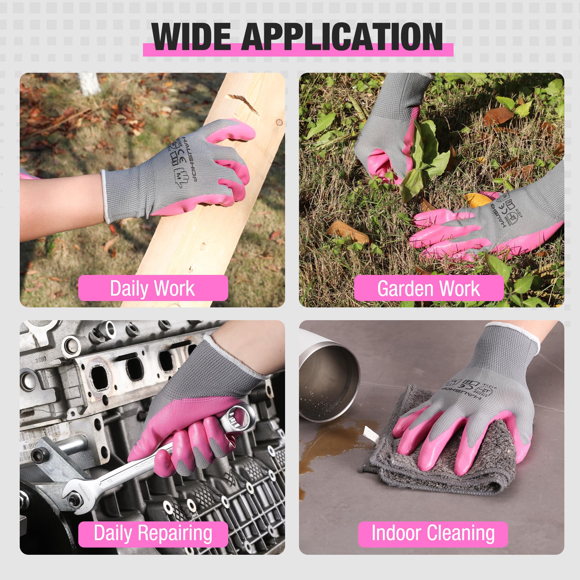 HAUSHOF textured grip reduces slips on tools and branches.