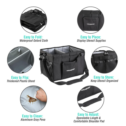 HAUSHOF interior mesh pockets organize condiments and cups for easy access.
