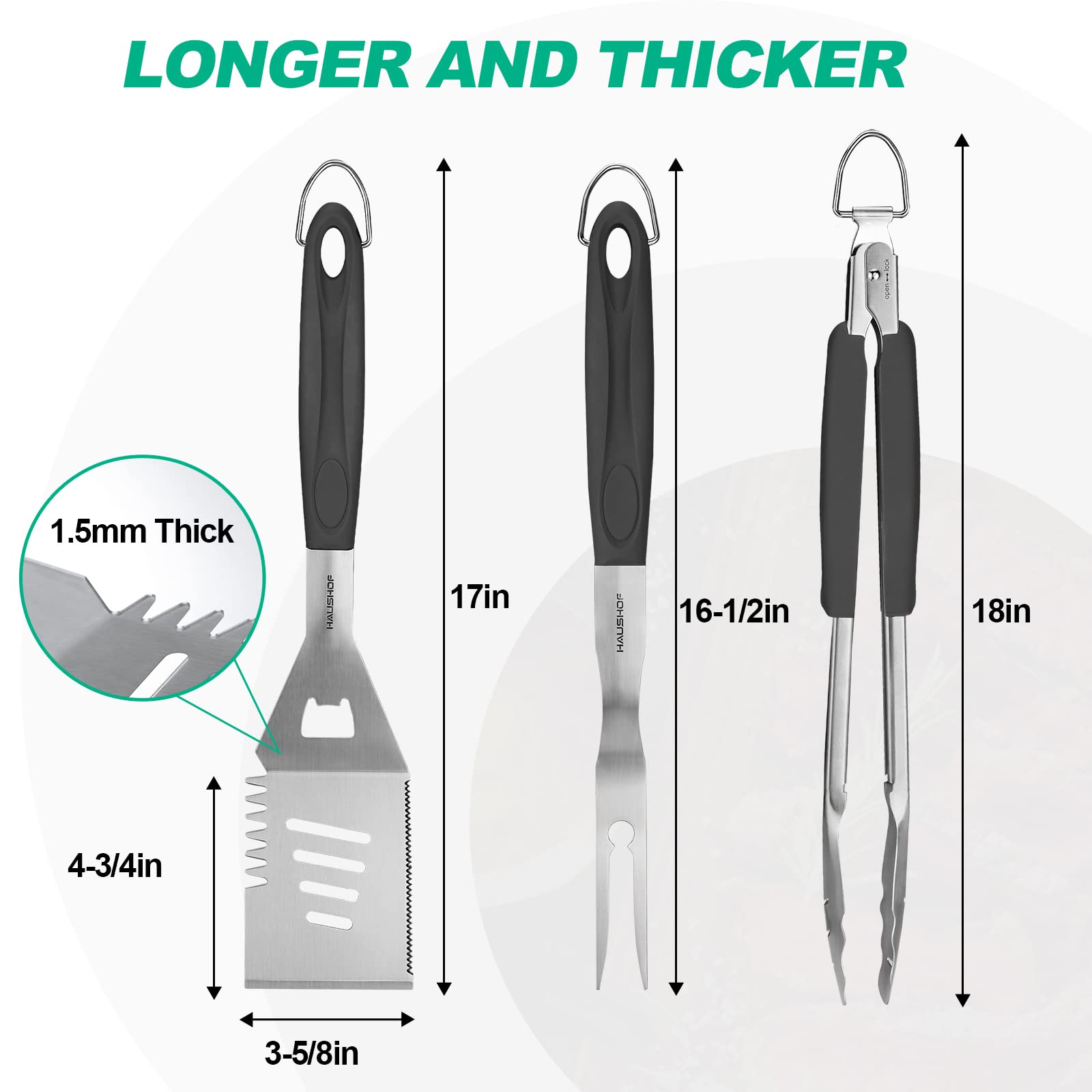 HAUSHOF lockable tongs with adjustable jaws for secure gripping.