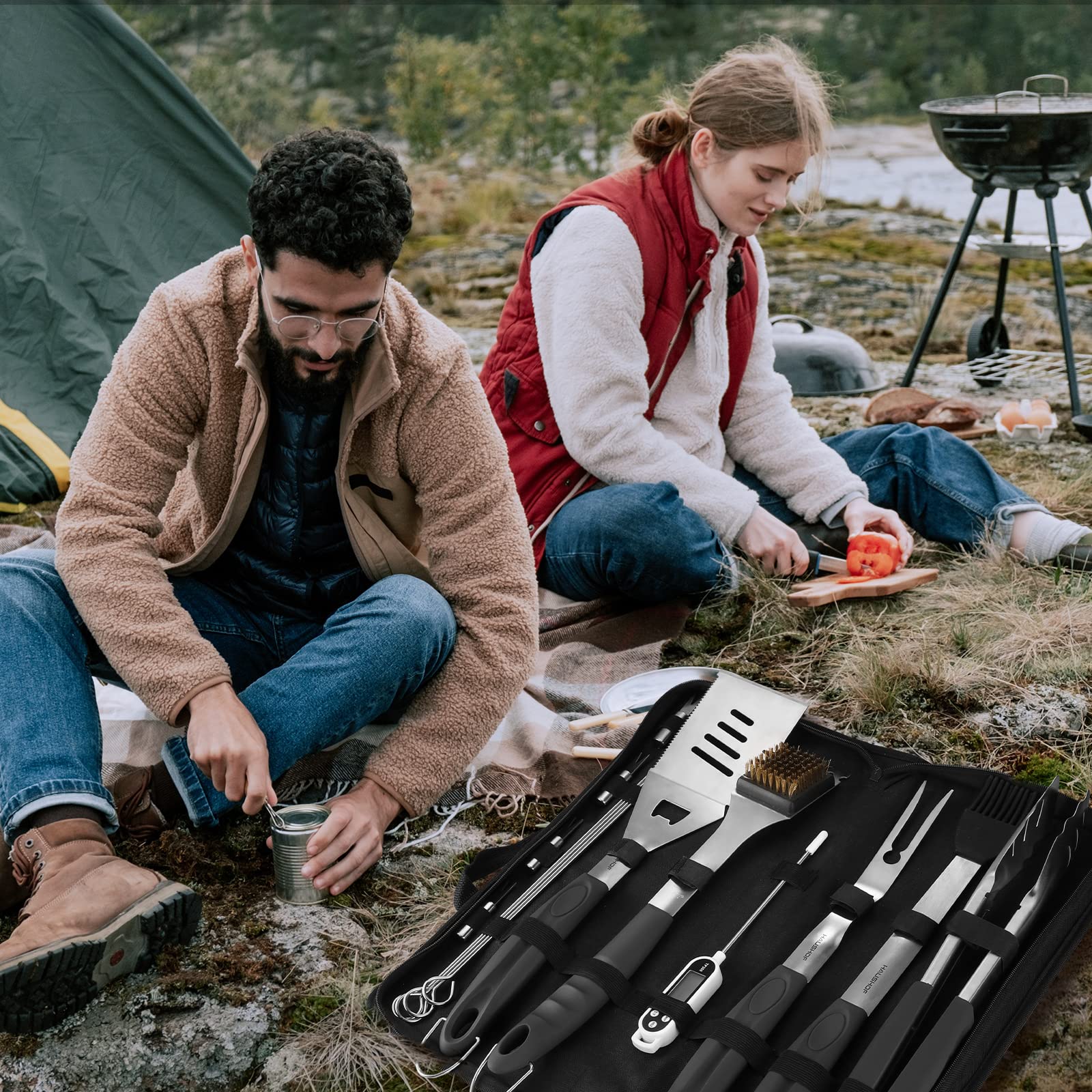 HAUSHOF digital thermometer for precise doneness checks.