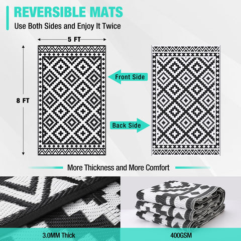 HAUSHOF outdoor rug reversible design offering two styles for versatile decor