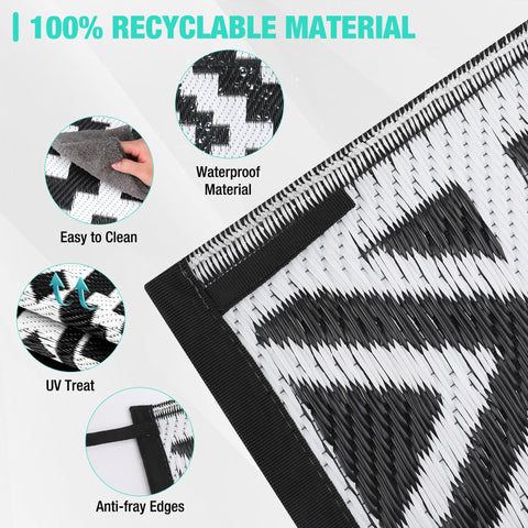 HAUSHOF outdoor rug with stakes securing it against wind
