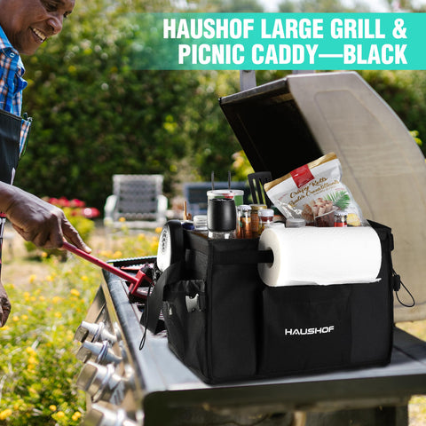 HAUSHOF utensil slots keep grilling tools within reach during cooking.