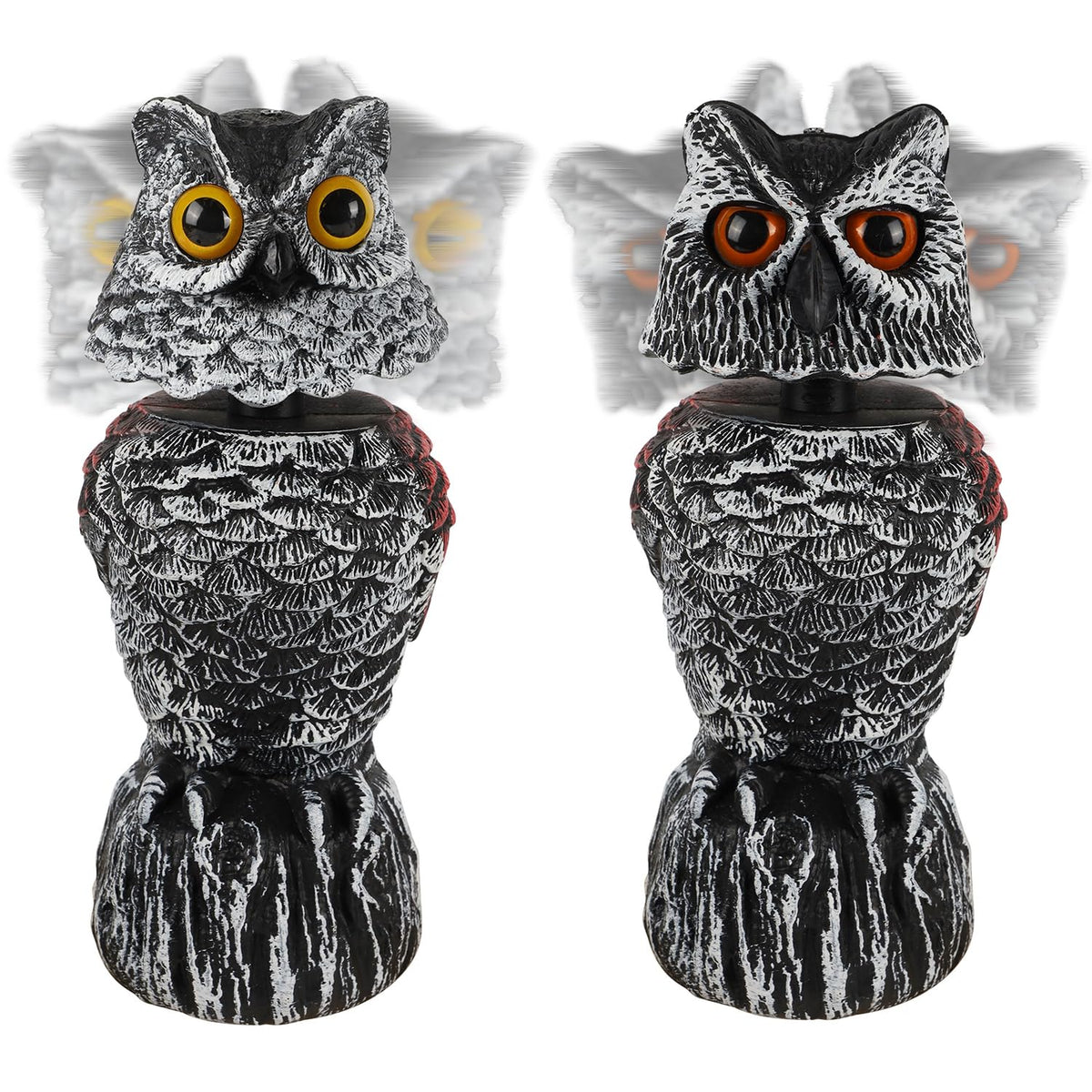Hausse 2 pack horned owl decoys deter birds in gardens with lifelike sway